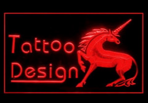 Tattoo Piercing Body Art Unicorn LED Neon Sign